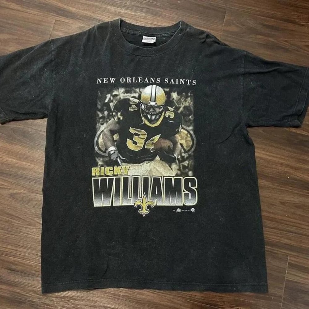 Vintage 1999 Sports Attack Ricky Williams New Orleans Saints T Shirt XL